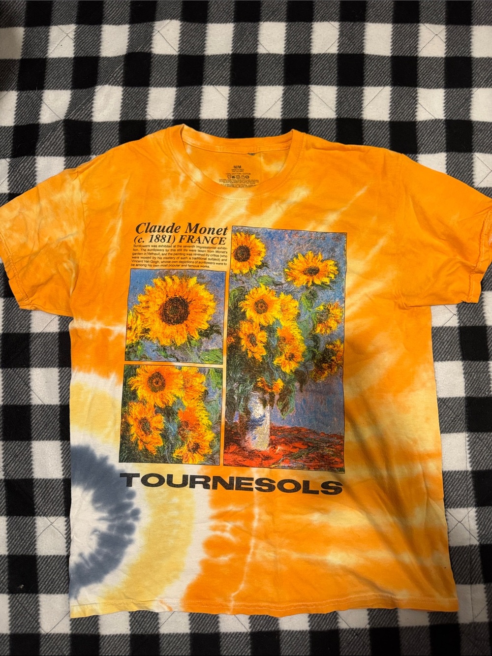 Claude Monet Sunflowers Tie-Dye Graphic T-Shirt - Orange